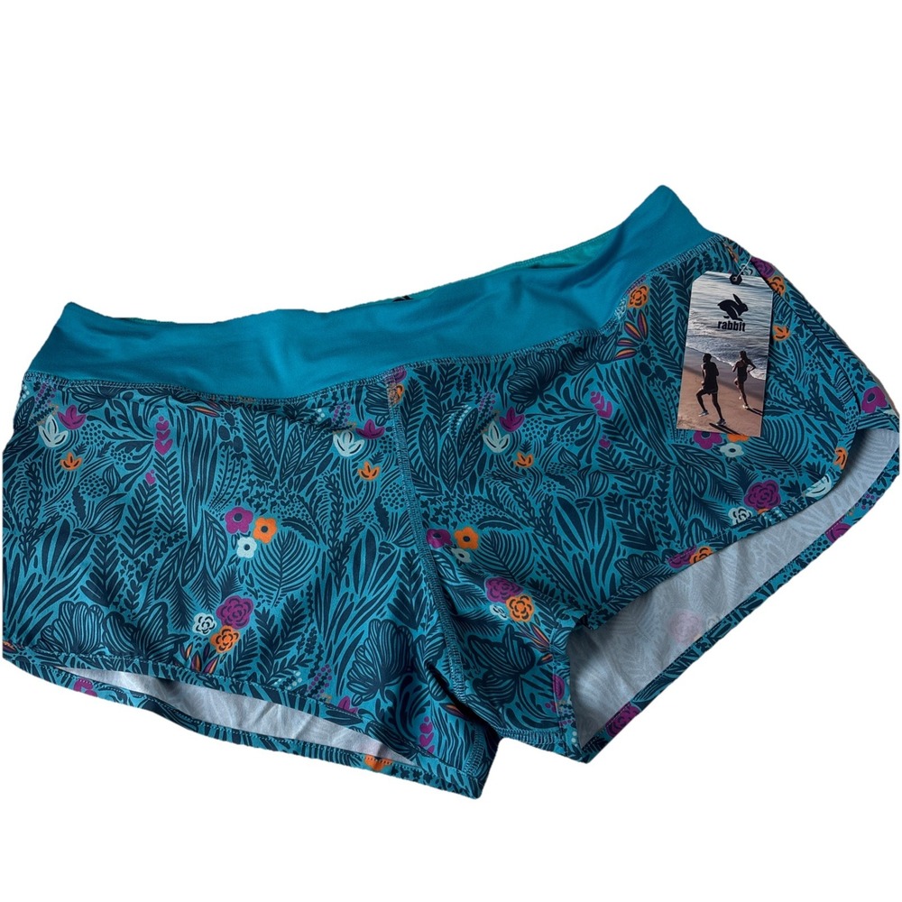 Rabbit Running Shorts Womens sz XL Catch Me if You Can 2.5 Peacock blue New